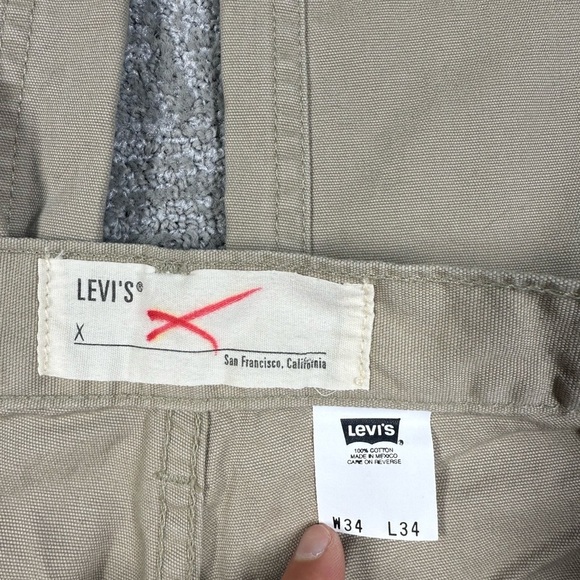 Levis Mens Straight Leg Khaki Trouser Pants Tan Size 34x34 - Picture 2 of 8